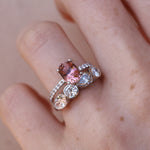 1.60ct Pink Tourmaline Frankie Ring [White Gold] stacked with mixed shape bezel band