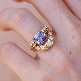 Purple Sapphire East-West ring on hand