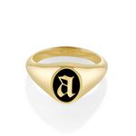 Initial Enamel Signet Ring [Yellow Gold]