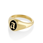Initial Enamel Signet Ring [Yellow Gold]