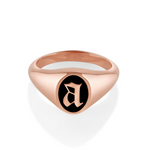 Initial Enamel Signet Ring [Rose Gold]