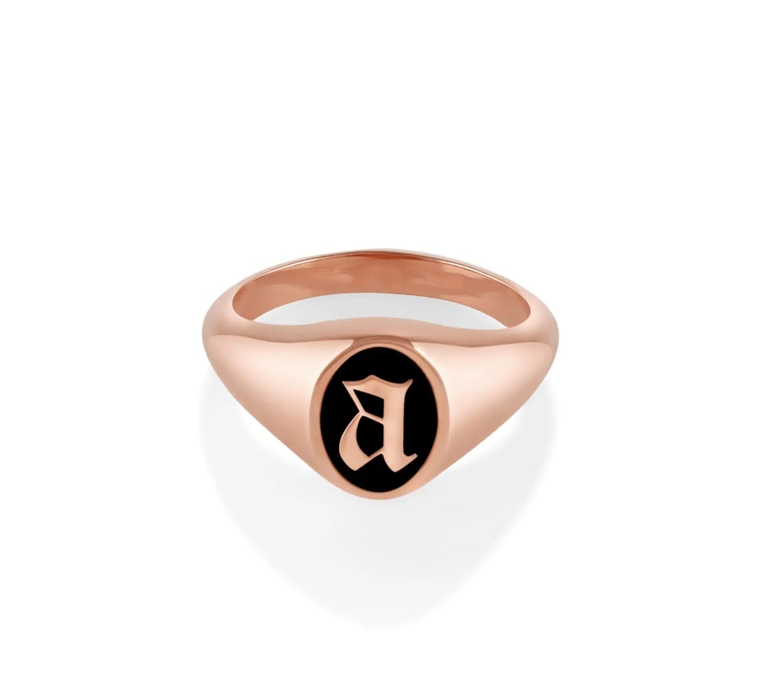 Initial Enamel Signet Ring [Rose Gold]