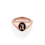 Initial Enamel Signet Ring [Rose Gold]
