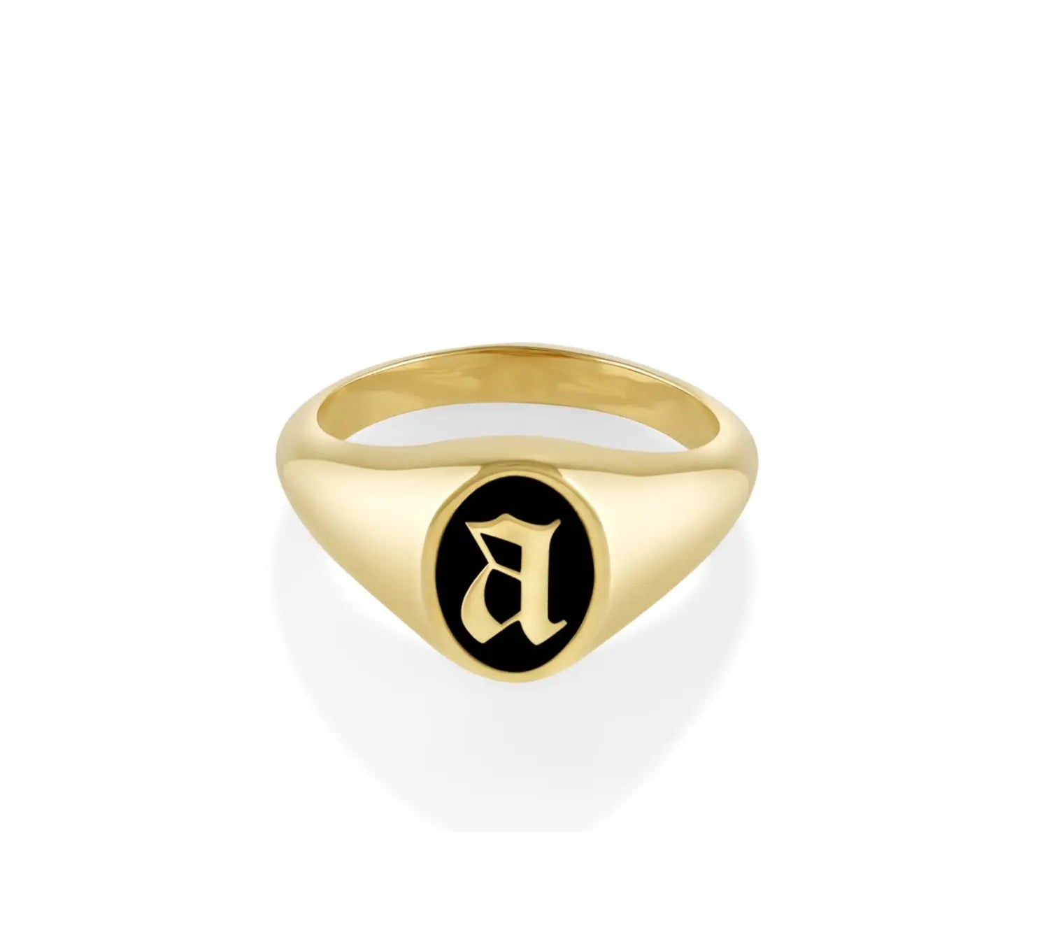 Initial Enamel Signet Ring [Yellow Gold]