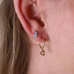 opal lotus studs and opal hoop earrings