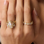 Close up of Lisse Eternity Band on woman's pointer finger