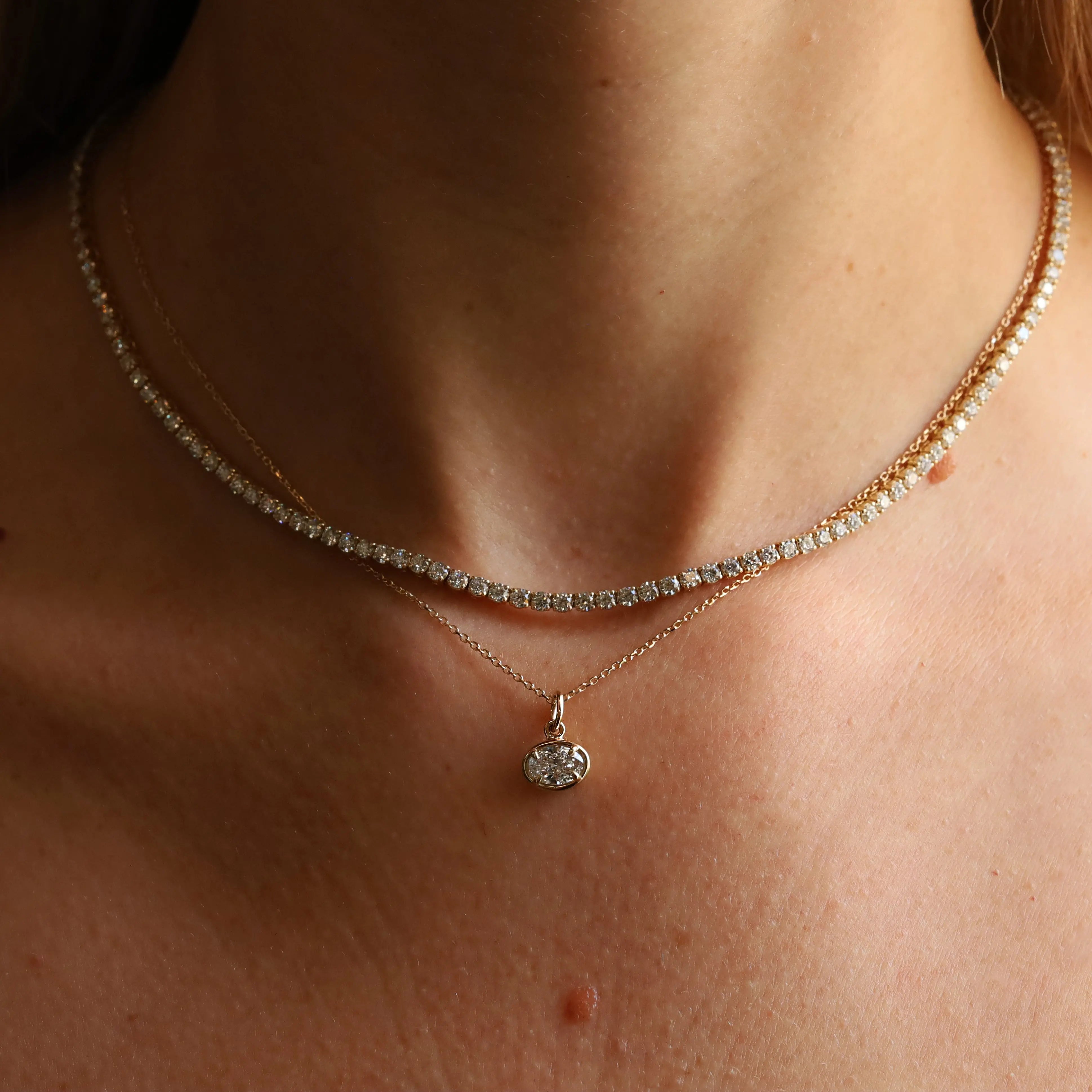Lisse East-West Diamond Oval Charm - Marrow Fine