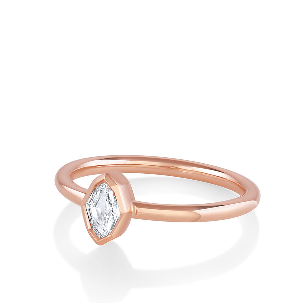 .32ct Diamond Bezel Octagon Ring [Rose Gold] side view
