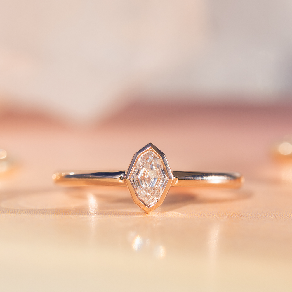 .32ct Diamond Bezel Octagon Ring flat lay
