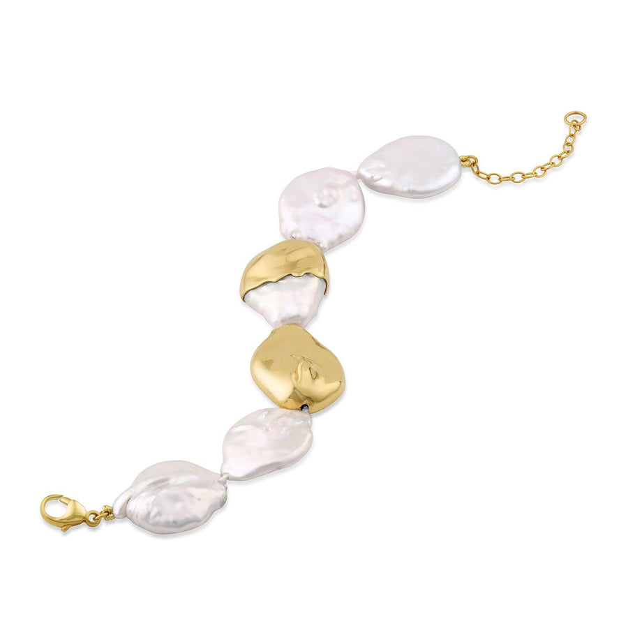 Gold-Dipped Baroque Pearl Bracelet