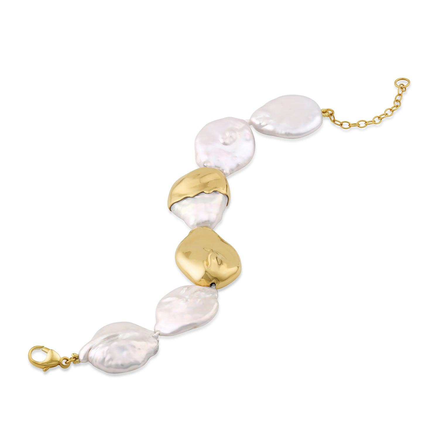 Gold-Dipped Baroque Pearl Bracelet - Marrow Fine