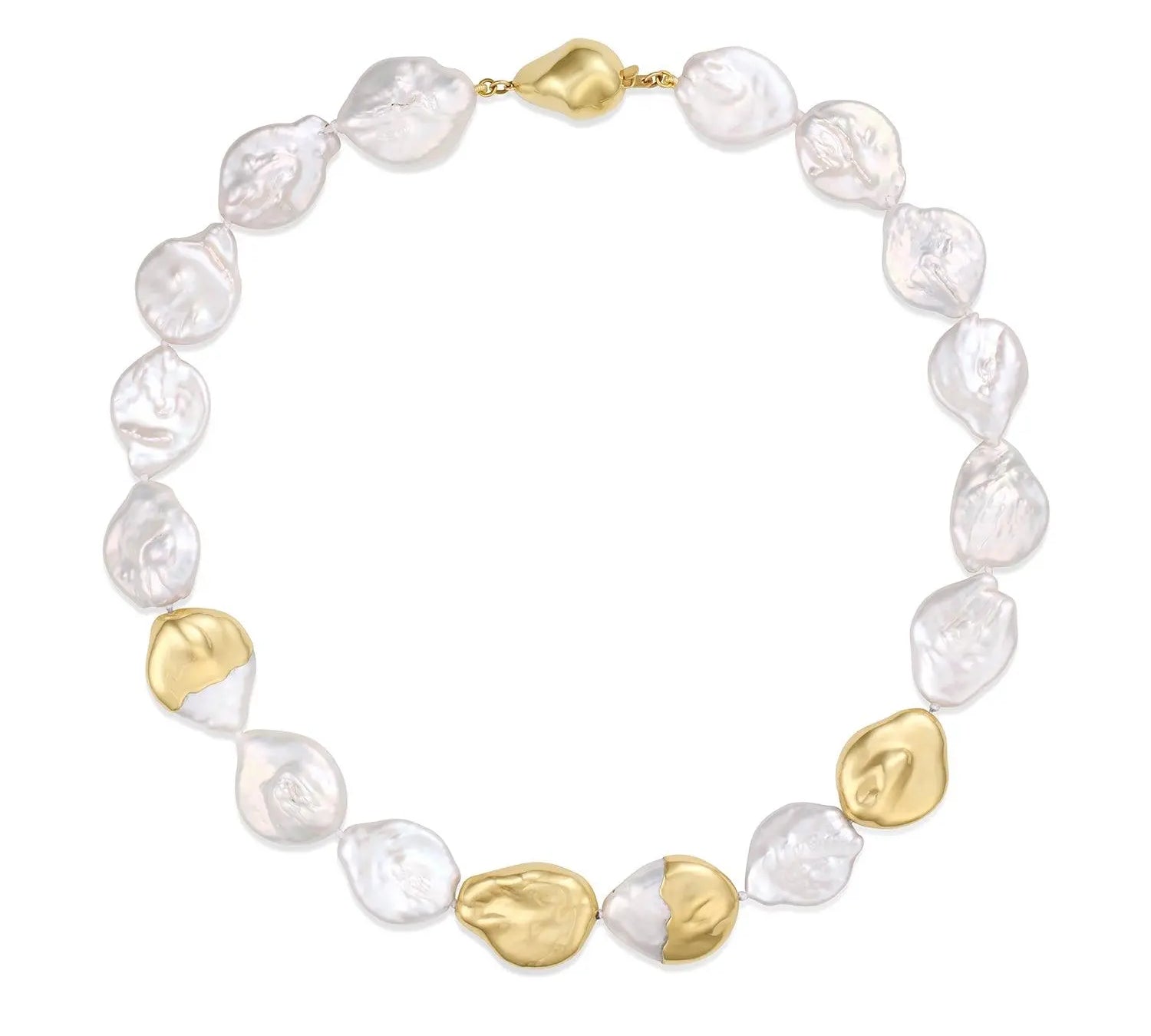 Gold-Dipped Baroque Pearl Choker [Yellow Gold]