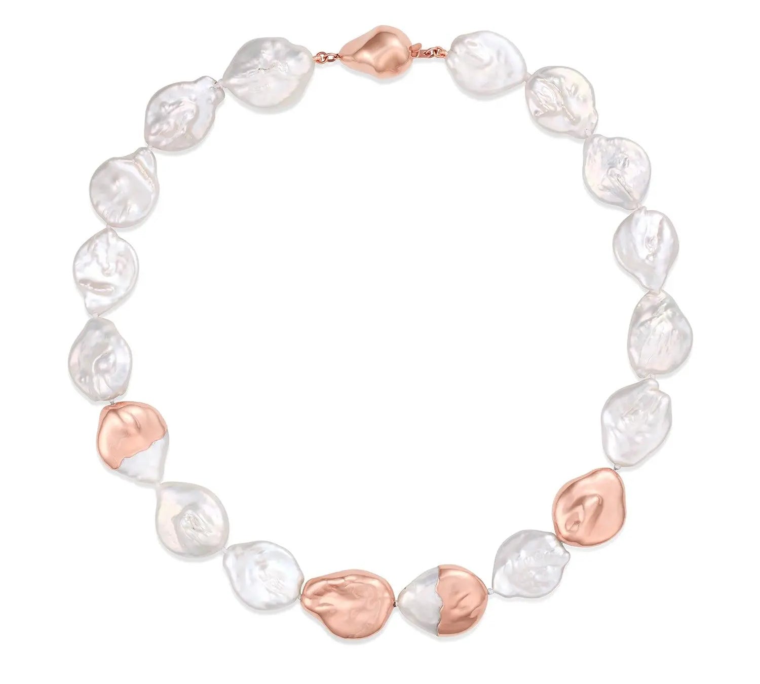 Gold-Dipped Baroque Pearl Choker [Rose Gold]