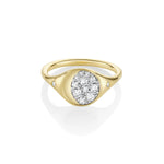 Marrow Fine Jewelry White Diamond Gibbous Moon Phase Signet Ring With Stars [Yellow Gold]
