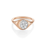 Marrow Fine Jewelry White Diamond Gibbous Moon Phase Signet Ring With Stars [Rose Gold]
