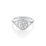 Marrow Fine Jewelry White Diamond Gibbous Moon Phase Signet Ring With Stars [White Gold]