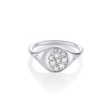 Marrow Fine Jewelry White Diamond Gibbous Moon Phase Signet Ring With Stars [White Gold]