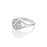 Marrow Fine Jewelry White Diamond Full Moon Two Stars Signet Ring [White Gold] Side View
