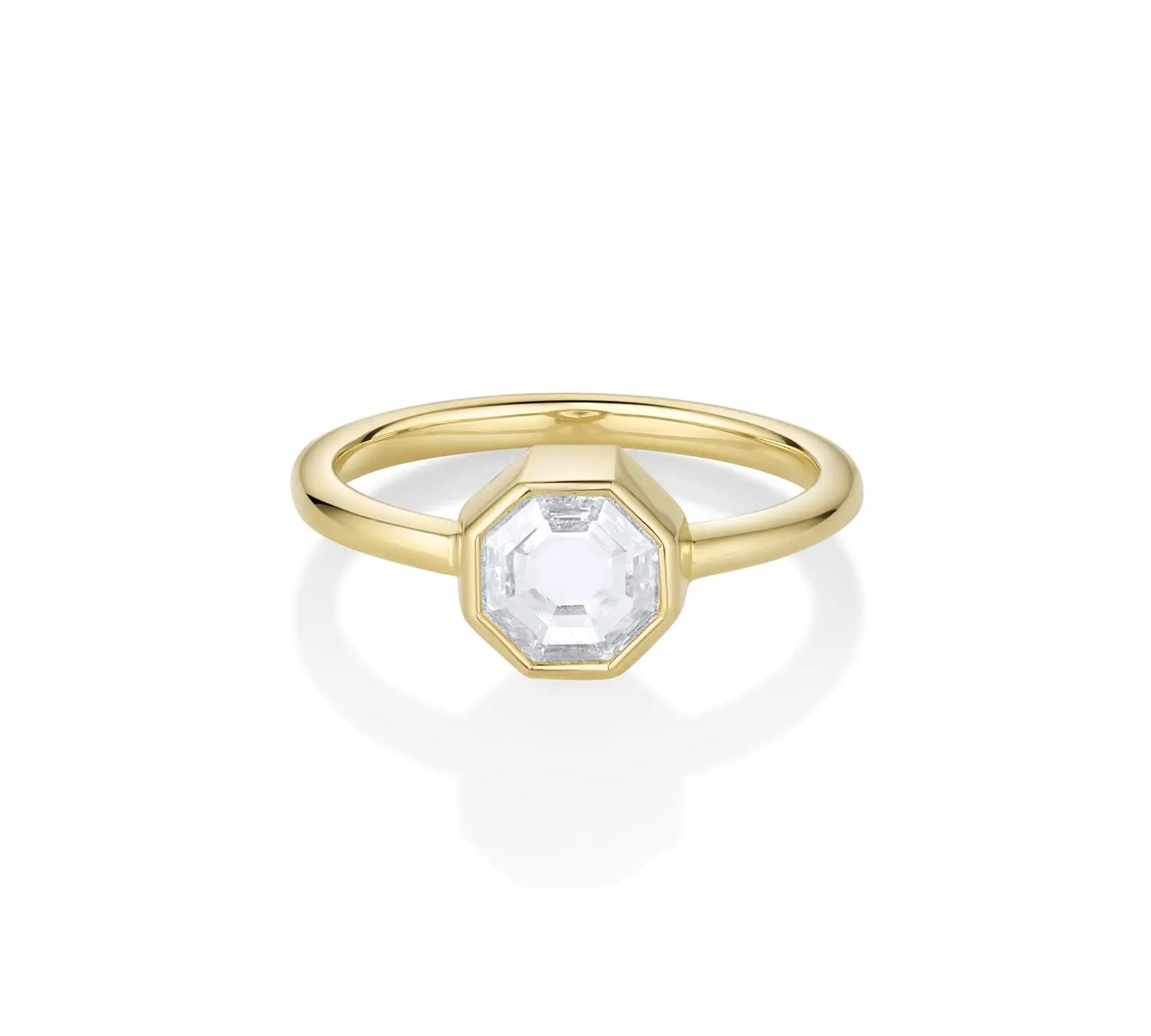 1.00ct Bezel Set White Diamond Hex Ring Marrow Fine