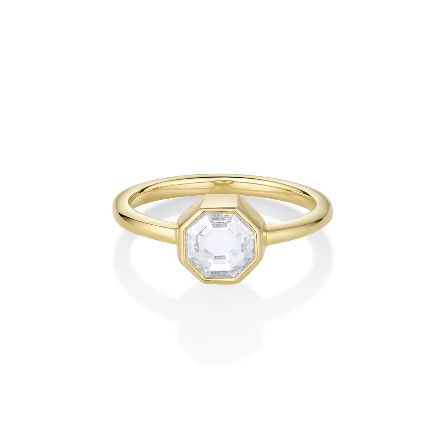 1.00ct Bezel Set White Diamond Hex Ring Marrow Fine