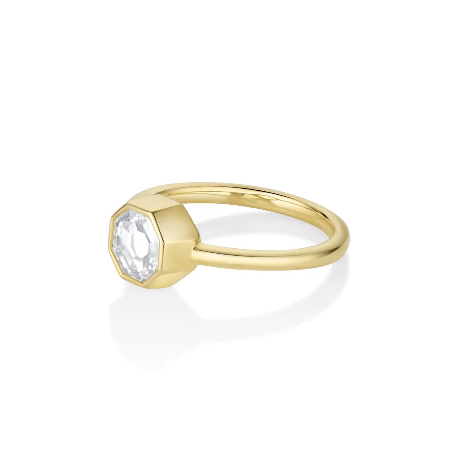1.00ct Bezel Set White Diamond Hex Ring Marrow Fine