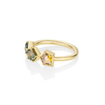 Montana Sapphire Geo Lisse Band | Yellow Gold | Side View
