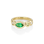 0.40ct Emerald, Diamond, and Sapphire Linear Band | Yellow Gold