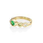 0.40ct Emerald, Diamond, and Sapphire Linear Band Marrow Fine