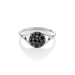 Marrow Fine Jewelry Black Diamond New Moon Phase Signet Ring with Stars [white Gold]