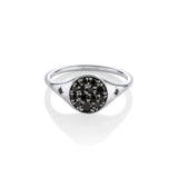 Marrow Fine Jewelry Black Diamond New Moon Phase Signet Ring with Stars [white Gold]