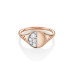 Marrow Fine Jewelry Quarter Moon Phase White Diamond Signet Ring With Stars [Rose Gold]