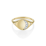 Marrow Fine Jewelry White Diamond Crescent Moon Phase Signet Ring [Yellow Gold]
