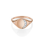 Marrow Fine Jewelry White Diamond Crescent Moon Phase Signet Ring [Rose Gold]