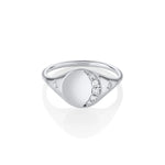 Marrow Fine Jewelry White Diamond Crescent Moon Phase Signet Ring [White Gold]