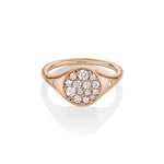 Marrow Fine Jewelry White Diamond Full Moon Two Stars Signet Ring [Rose Gold]