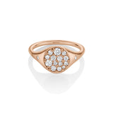 Marrow Fine Jewelry White Diamond Full Moon Two Stars Signet Ring [Rose Gold]
