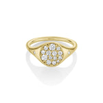 Marrow Fine Jewelry White Diamond Full Moon Two Stars Signet Ring [Yellow Gold]