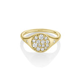 Marrow Fine Jewelry White Diamond Full Moon Two Stars Signet Ring [Yellow Gold]