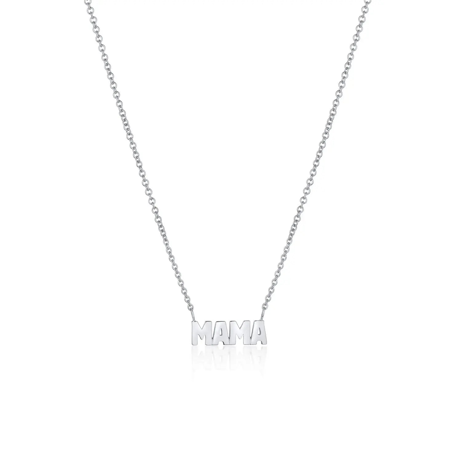 Mama Nameplate Necklace [White Gold]