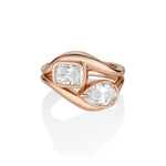 Mila Cushion Wave Ring + Margot Pear Wave Ring Stack [Rose Gold]