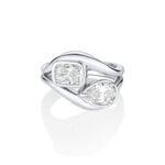 Margot Pear Wave Ring + Mila Cushion Wave Ring Stack [White Gold]