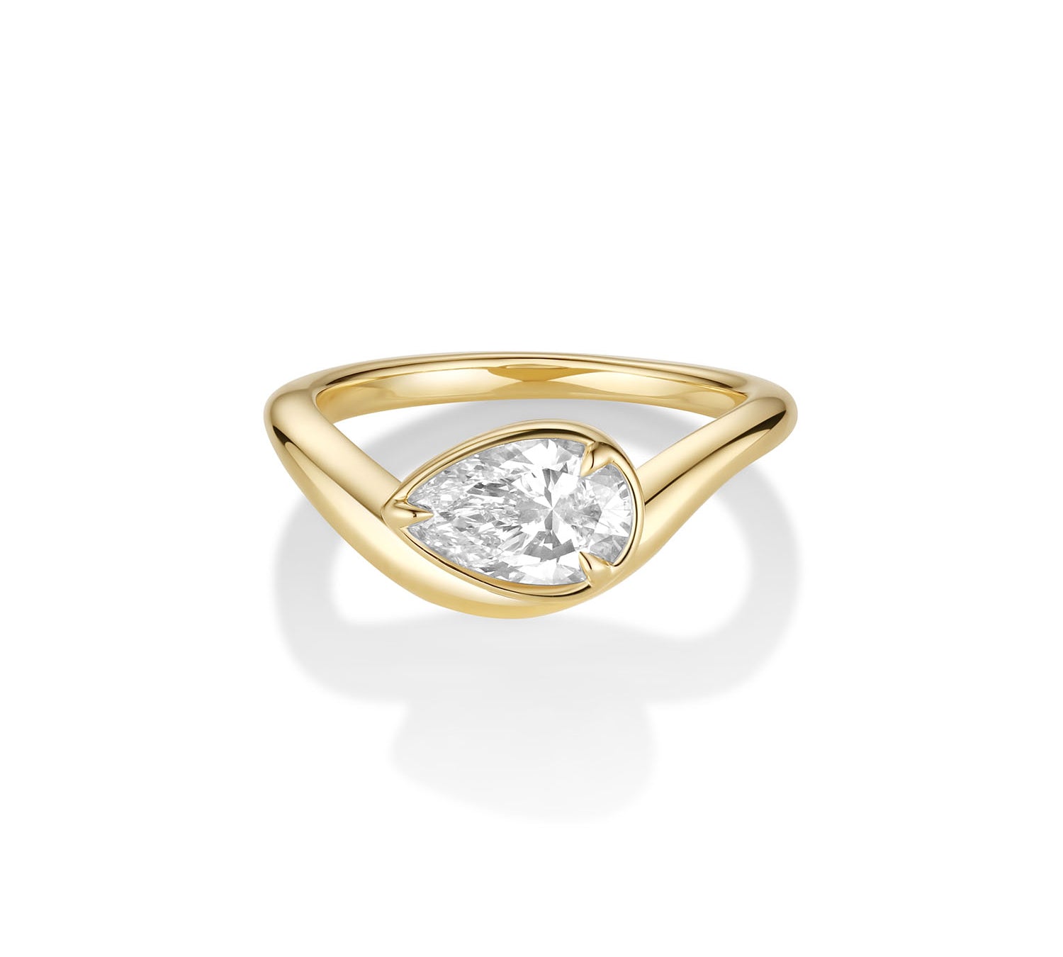 Margot Pear Wave Ring [Yellow Gold]