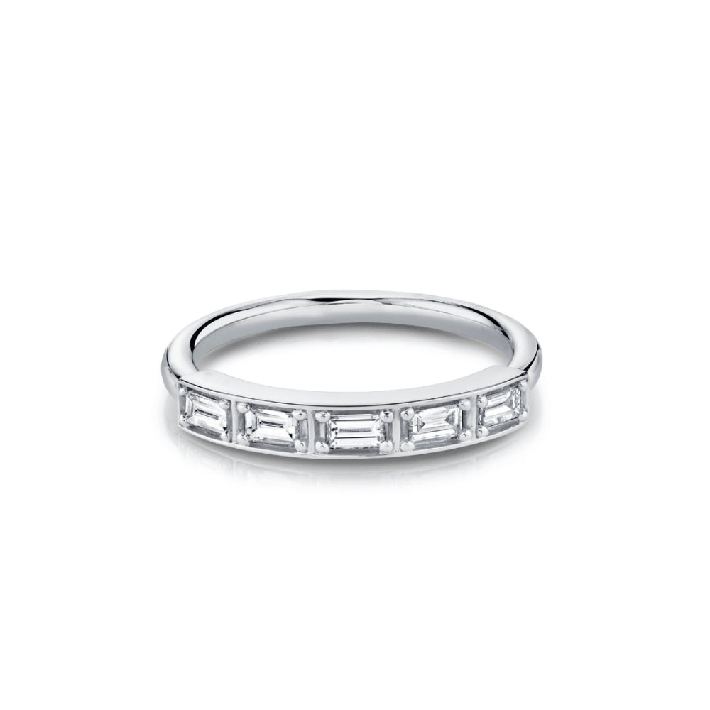Marrow Fine Jewelry White Diamond Step Cut Stacking Wedding Band [White Gold]