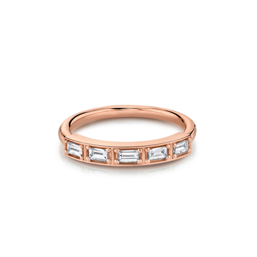 Marrow Fine Jewelry White Diamond Step Cut Stacking Wedding Band [Rose Gold]