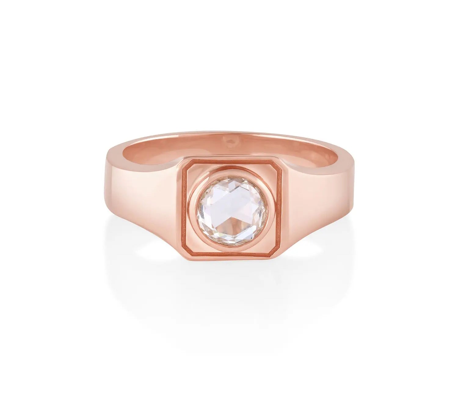 Men's Rose Cut Signet Ring [Rose Gold]