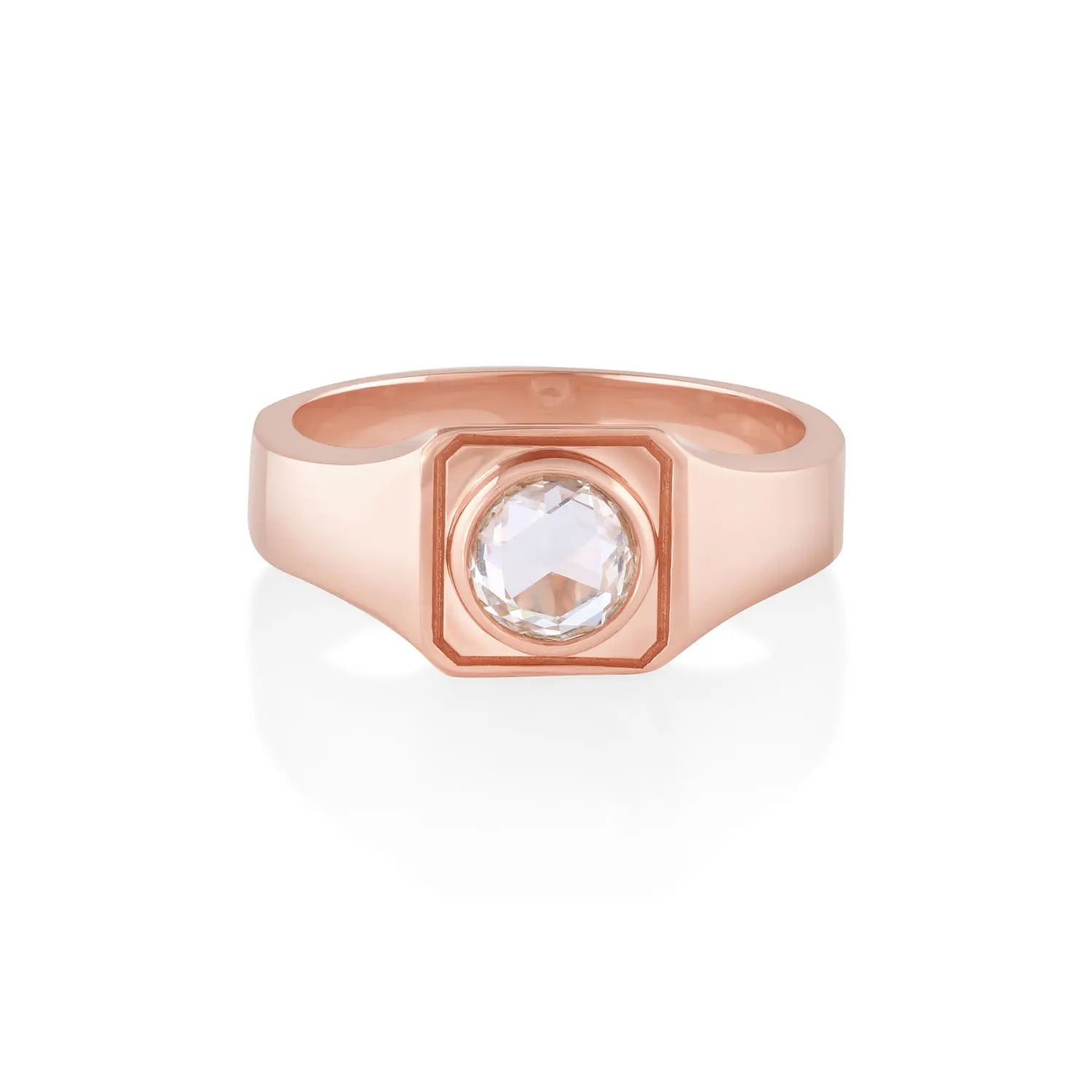 Men's Rose Cut Signet Ring [Rose Gold]