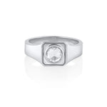 Men's Rose Cut Signet Ring [White Gold]