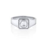 Men's Rose Cut Signet Ring [White Gold]