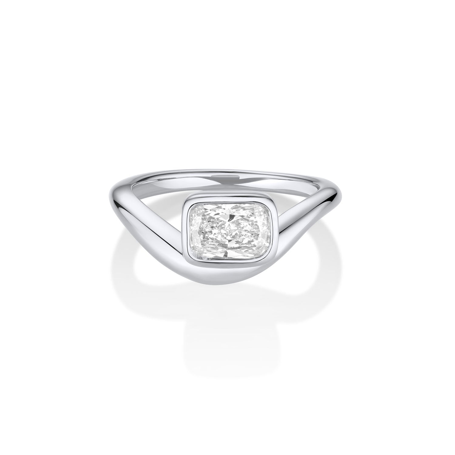 Mila Cushion Wave Ring [White Gold]