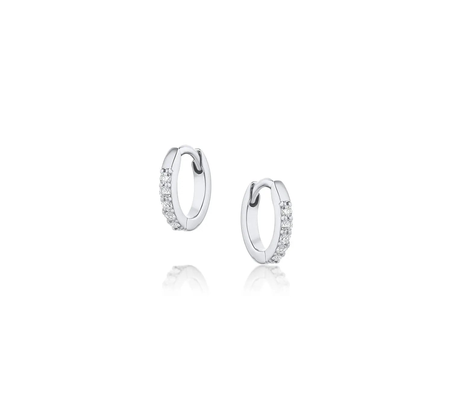 Mini White Diamond Hoops - 10mm [WG]
